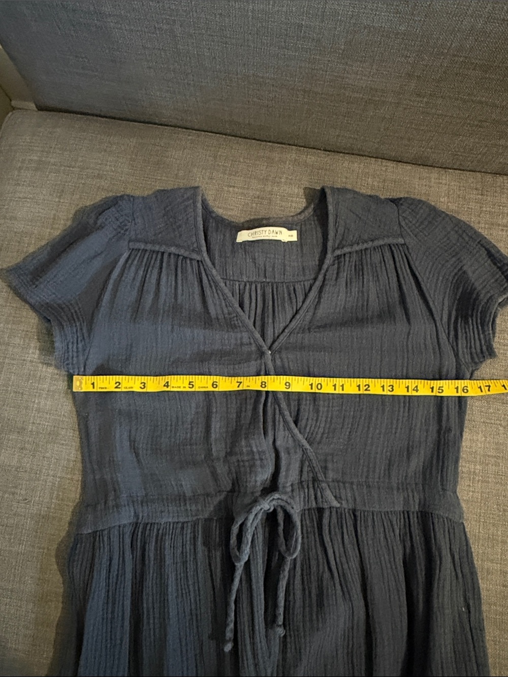 Christy Dawn cotton gauze dawn dress in Navy (petite extra small) - Picture 5 of 6